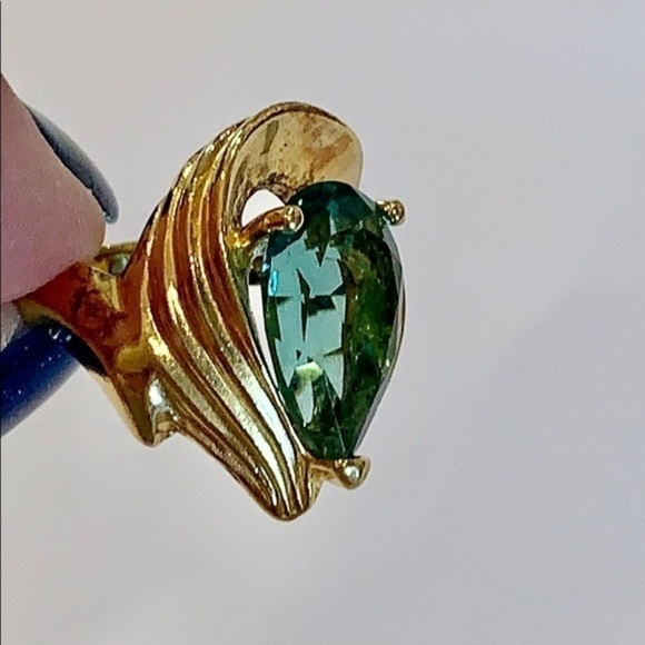 UTC gold vermeil sterling silver 925 modern green - Picture 1 of 9